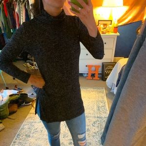 Heathered gray mock turtleneck tunic